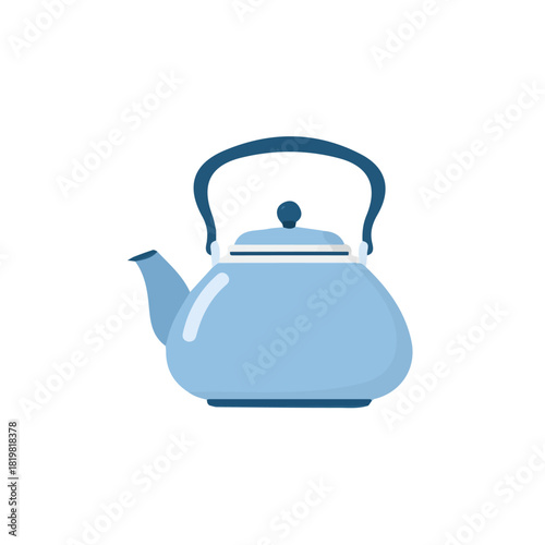 Attractive Minimalist illustration, A clipart flat 2D icon, simple illustration with EPS format design of a blue tea kettle isolated on white and transparent background