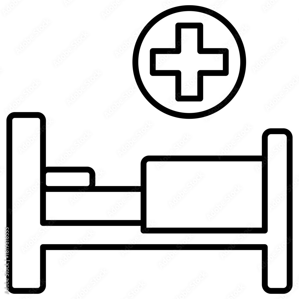 Fototapeta premium Hospital Bed Outline Icon