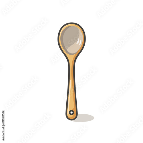Attractive Minimalist illustration, A clipart flat 2D icon, simple illustration with EPS format design of a wooden spoon isolated on white and transparent background