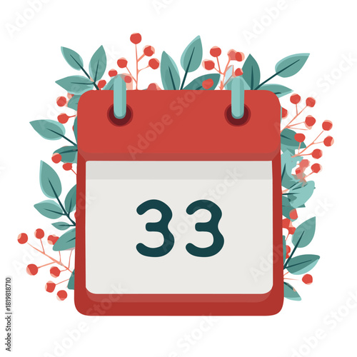 Attractive Minimalist illustration, A clipart flat 2D icon, simple illustration with EPS format design of a Christmas countdown calendar isolated on white and transparent background