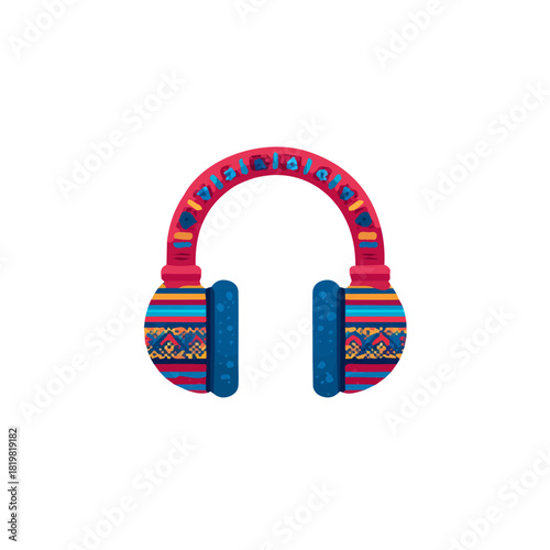 An Attractive Minimalist illustration, simple illustration with EPS format design of a colorful festive earmuffs isolated on white and transparent background, A clipart flat 2D icon