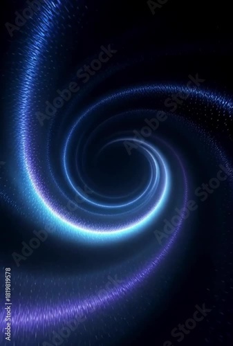 Cosmic Vortex: A mesmerizing spiral of radiant blue and purple light, swirling gracefully against a dark, cosmic backdrop, hinting at the depths of the universe.