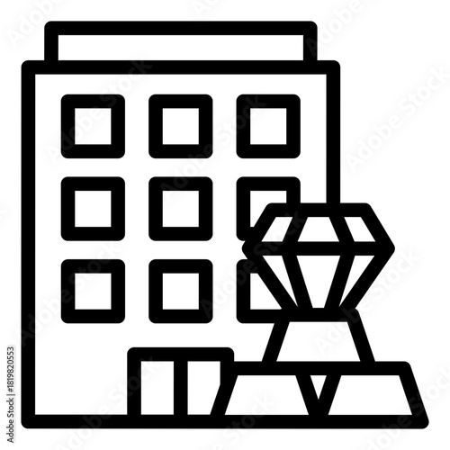 assets outline icon. property value. wealth tracking. corporate finance