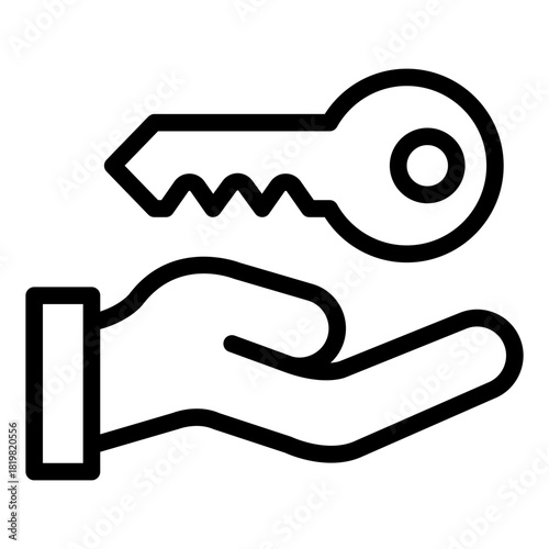 ownership outline icon. key transfer. asset control. corporate office