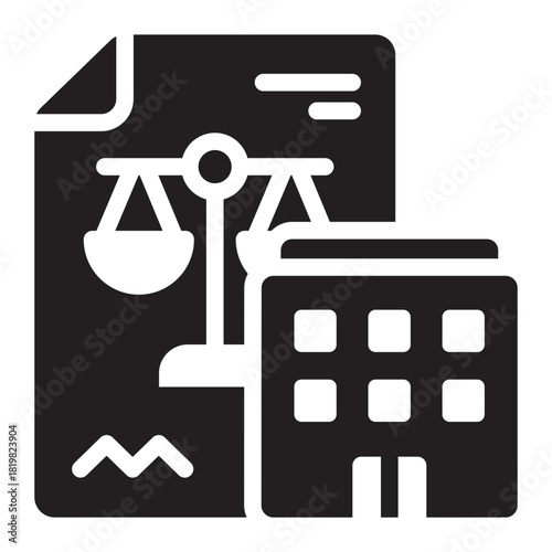 legal glyph icon. compliance file. justice review. corporate case