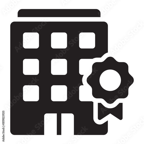 guarantee glyph icon. quality check. trust assurance. corporate office