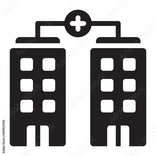 company merger glyph icon. joint entity. business union. corporate buildings