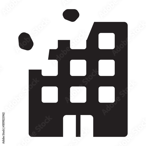 damage glyph icon. broken property. loss review. corporate building