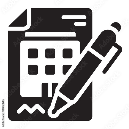 contract glyph icon. legal paper. signed agreement. corporate office