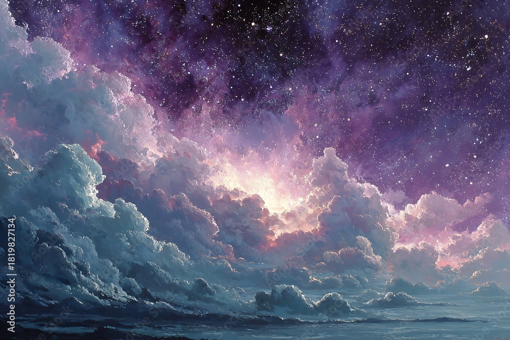 Fototapeta premium Majestic cosmic clouds with shining starlight high resolution picture