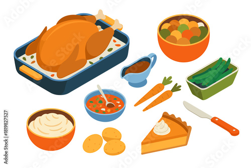 Delicious Thanksgiving Feast Featuring Roasted Turkey Gravy Mashed Potatoes and Pumpkin Pie Holiday Celebration