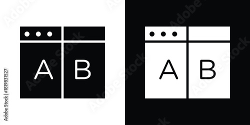 A B test icon set. flat icon collection. flat line silhouette set.