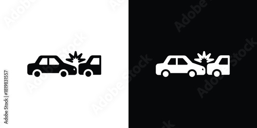 Accident icon set. flat icon collection. flat line silhouette set.