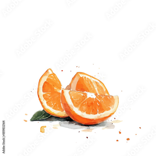 Simple Beautiful sliced_orange painting design set Hand-painted style, vectorized, vector set available in EPS, Simple Hand-painted watercolor style