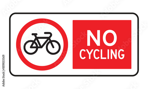 No Cycling Sign – Red Circle with Bicycle Icon