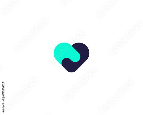 Heart logotype from abstract shapes. Universal handshake deal cooperation symbol. Creative love feeling vector sign.