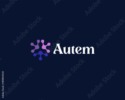 Abstract logo from connected dots. Universal atom molecule neural connections vector symbol. Creative energy technology sign.
