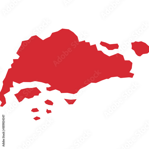 The Island Nation Of Singapore Silhouette In A Bold Red Hue On A Clean White Background Representing National Identity And Geographic Location