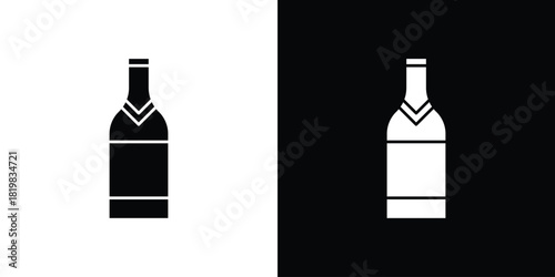 Champagne bottle icon set. flat icon collection. flat line silhouette set.
