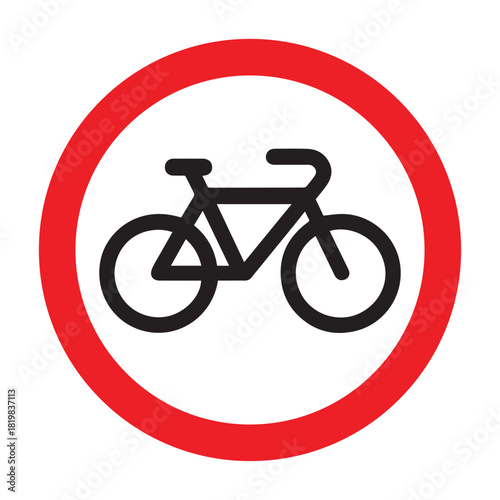 No Bicycles Sign – Red Circle with Bike Icon