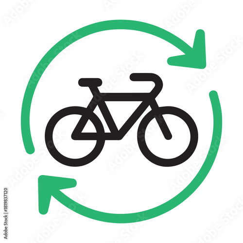 Sustainable Cycling Icon – Green Loop Around Bicycle