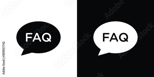 FAQ icon set. flat icon collection. flat line silhouette set.