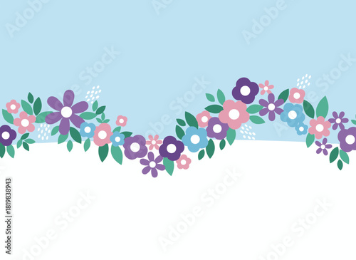 A floral backdrop featuring blooming spring flowers and foliage, with abstract blossoms framing a vertical card; an ad banner and story design, a romantic postcard showcasing stylized garden plants