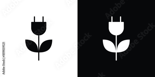 Green energy icon set. flat icon collection. flat line silhouette set.