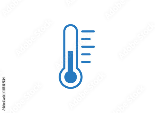 Mercury thermometer with a temperature scale, represented as a simple line‑art icon in a flat vector style, isolated on a white background