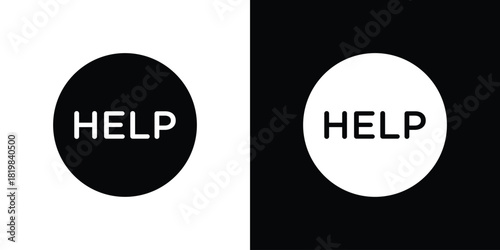 Help icon set. flat icon collection. flat line silhouette set.