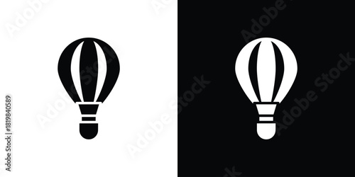 Hot air balloon icon set. flat icon collection. flat line silhouette set.
