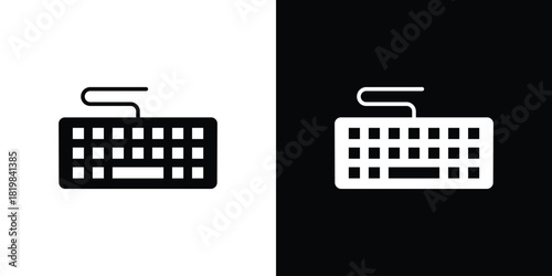 Keyboard icon set. flat icon collection. flat line silhouette set.