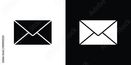 Mail icon set. flat icon collection. flat line silhouette set.
