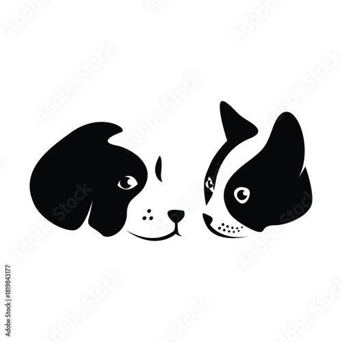 CAT AND DOG head vector illustration 
