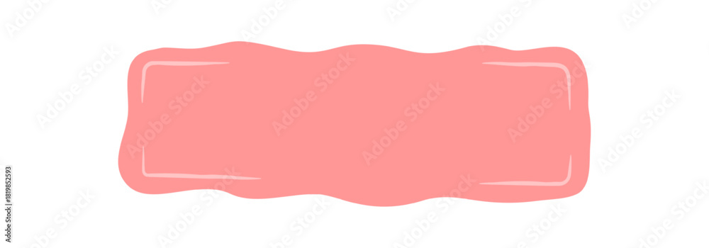 Naklejka premium Pink wavy rectangle with fluid hand drawn frame. Banner shape works as a quote box and tag, perfect as a label or stylish background for creative message concepts.