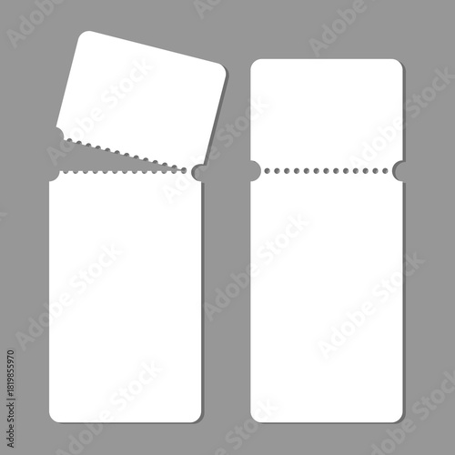 Blank entry ticket mockup with detachable perforated stub for participating in events or raffles. Customizable design for events and coupons