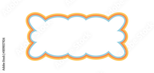 Groovy retro scallop rectangle border frame with colorful wavy outline. Cartoon style background and y2k graphic add playful shape. Abstract frame for modern creative projects.