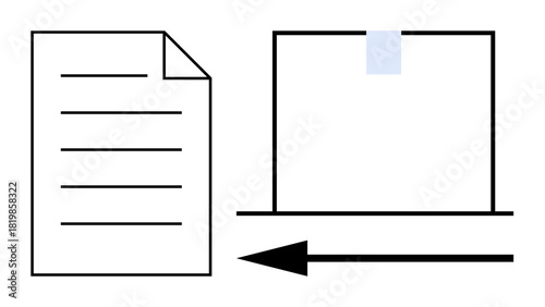 Document scanning. Visual ation of document scanning process showing paper and scanner. Document scanning is important for digital archiving and paperless office setups. Useful for office automation