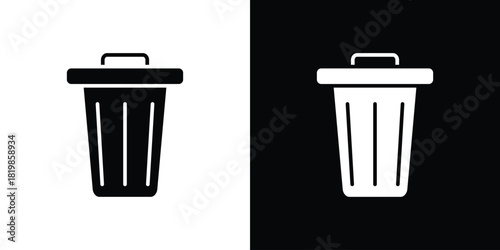 Trash icons. Simple solid style. Glyph vector illustration isolated