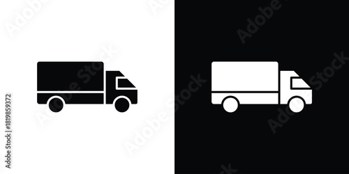 Truck icons. Simple solid style. Glyph vector illustration isolated
