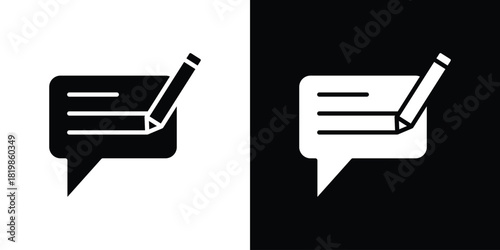 Write comment icons. Simple solid style. Glyph vector illustration isolated