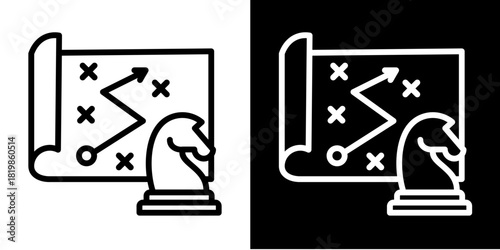 Strategy Map  Icon Set White Style Collection
