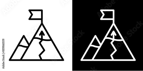 Mission Flag  Icon Set White Style Collection
