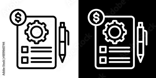 Business Plan  Icon Set White Style Collection
