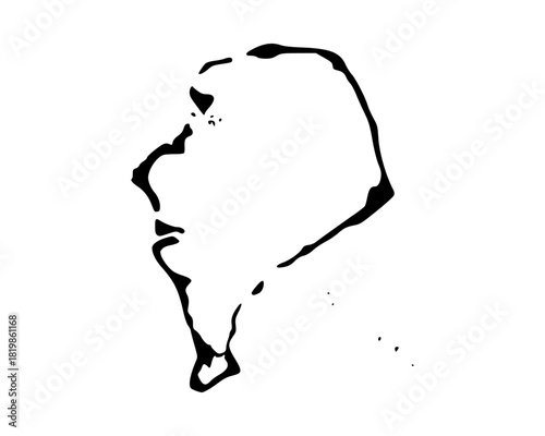 Black vector map illustration of Tuvalu country islands in minimalist cartographic silhouette style