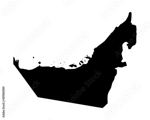 Black vector map illustration of United Arab Emirates silhouette in clean minimalist style