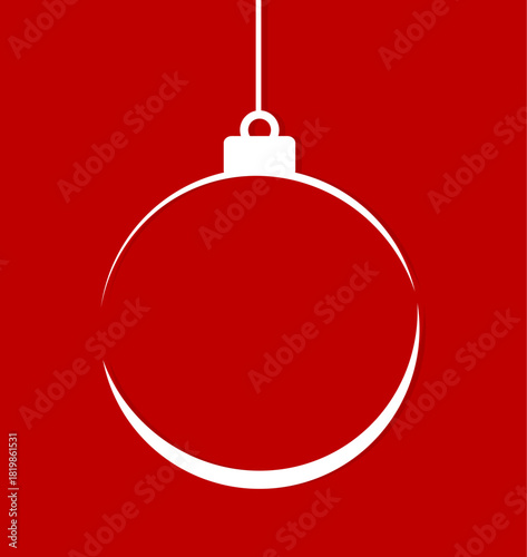 Christmas ball ornament on red background. Vector illustration.