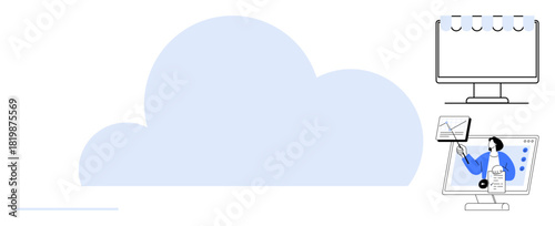 Cloud computing concept. Cloud storage enables seamless file sharing, data access, and secure backups. Cloud empowers collaboration for remote work and scalable digital solutions. For tech, business