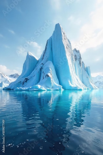 Wallpaper Mural Majestic iceberg mountains rise from a tranquil ocean, sunlight reflecting off their icy surfaces, creating a breathtaking arctic landscape A stunning vista of pristine nature , geography, cold Torontodigital.ca