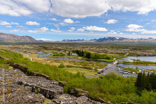 Panoramic view of Thingvellir National Park, part of the Golden Circle attractions in Iceland